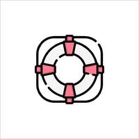 A life preserver icon in a square shape vector