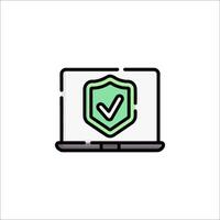 A laptop with a green check mark on it vector