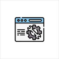 A computer with a wrench icon on it vector