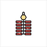 A red and yellow icon of a tower with a chain vector