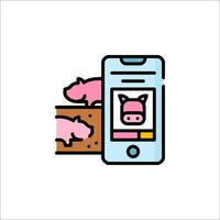 A pig is sitting on a phone and a pig is on a phone vector