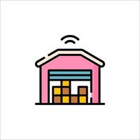 A pink house with a wifi icon vector