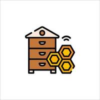 A bee hive and a bee box with honeycomb vector