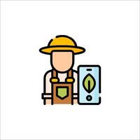 A man with a phone and a plant icon vector