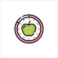 An apple in a clock icon vector