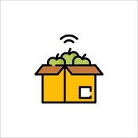 A box with apples inside and a wifi icon vector
