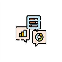 A line icon of a speech bubble with a graph and a pie chart vector