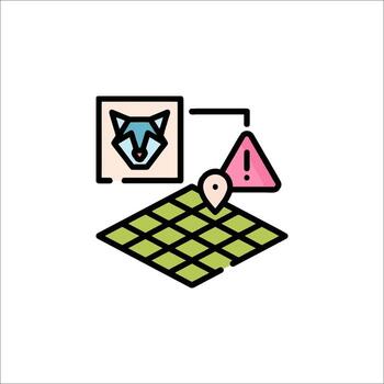 un zorro es sentado en un mapa con un firmar ese dice zorro vector