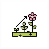 A flower growing in a pot with an arrow pointing up vector