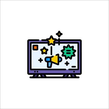 un computadora pantalla con un estrella y un micrófono vector