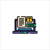A laptop with a book on it and a note vector
