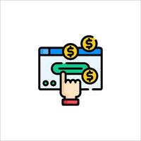 A hand pointing to a website with money vector