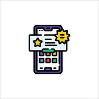 A phone with a star on it and a star on the screen vector