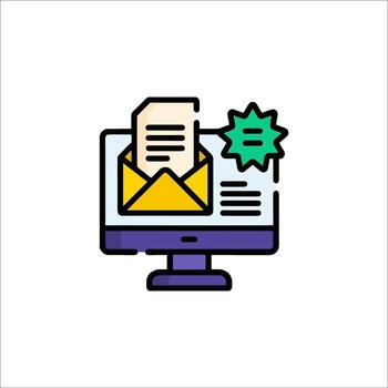 Email icon on a computer monitor vector
