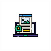 A laptop with a star icon on it vector