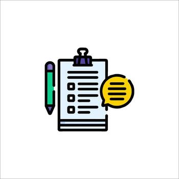 A checklist with a pen and a speech bubble vector