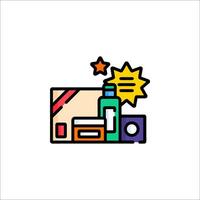 A colorful icon of a box with a star on it vector