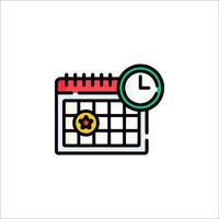 Calendar icon with clock and calendar vector