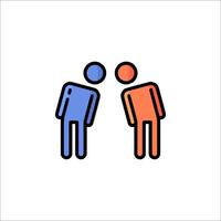 Two people standing in front of each other, one is blue and the other is orange vector