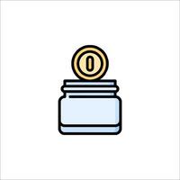A jar with a coin inside it on a white background vector