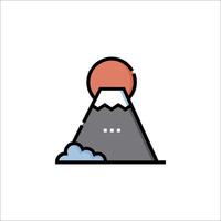 A mountain with a sun on top and clouds vector