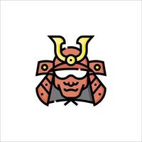A samurai helmet icon with a red helmet vector