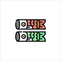 Two fish with eyes on them in a line vector