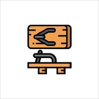 A wooden table with a wrench on it vector