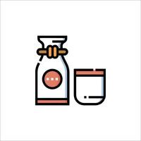 A glass and a bottle of milk on a white background vector