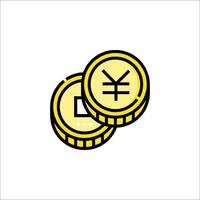 A yellow coin with an chinese symbol on it vector