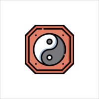 Yin yang symbol in a red and orange frame vector
