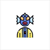 A colorful character with a fish head vector