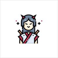 A woman with horns and a sword vector