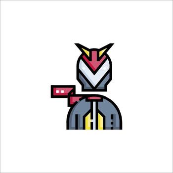 A robot with a red and yellow helmet vector