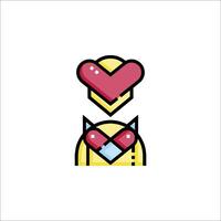 A cartoon heart and a red envelope vector
