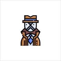 A man in a hat and tie with a tie around his neck vector