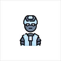 A man in a helmet and vest is shown in a flat style vector
