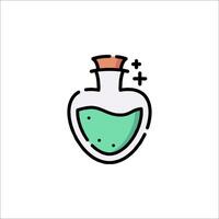 A potion bottle with a green liquid inside vector