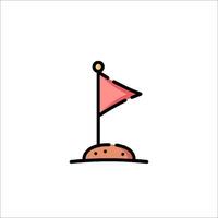 A red flag on a sand mound icon vector