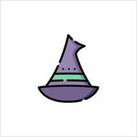 A purple witch hat with a green stripe on it vector