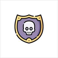 A skull and shield icon on a white background vector