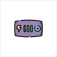 A purple battery with a lightning bolt on it vector