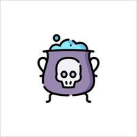 A purple cauldron with a skull inside it vector