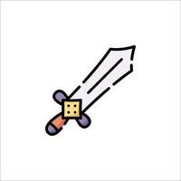 A sword with a block on it is shown in a line vector