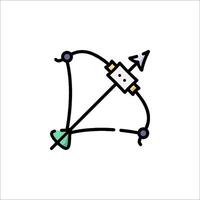 A bow and arrow icon with a green arrow vector