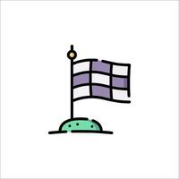 A cartoon flag with a checkered flag on top of it vector