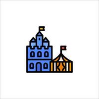 A castle and circus tent icon vector