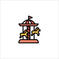 A carousel with two horses on it vector