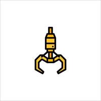 A yellow and black robot with a long arm vector