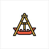 A wooden boat with a sail on it vector